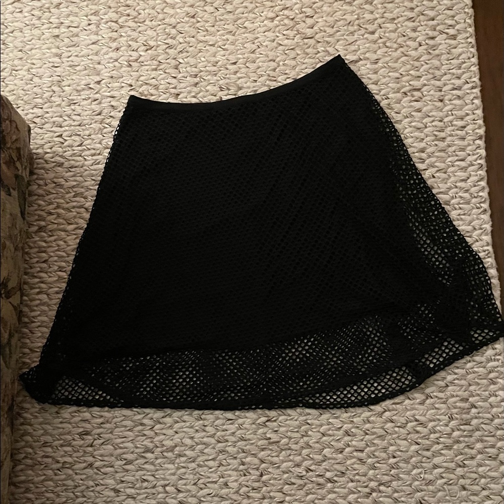 AdditionElle Fit & Flare Skirt with Mesh Overlay